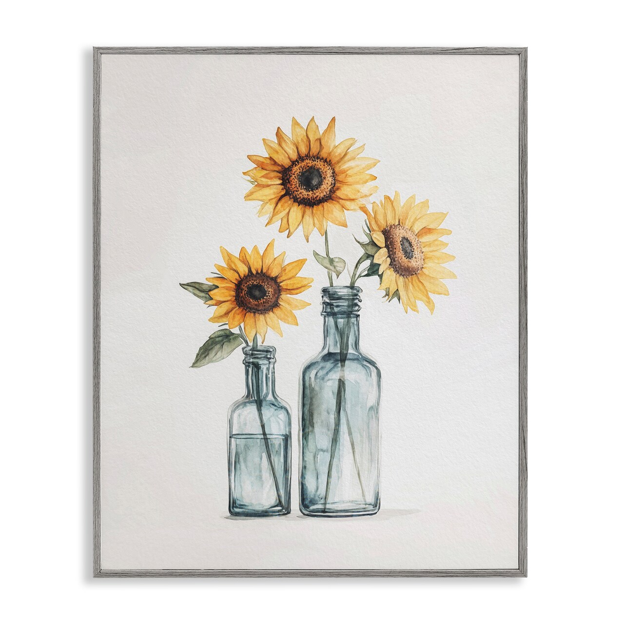 Stupell Industries Sunflowers in Bottles Trio Framed Giclee Wall Art Design by Svetlana Aleynikova